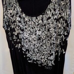 Yours Clothing Black and White Floral Blouse